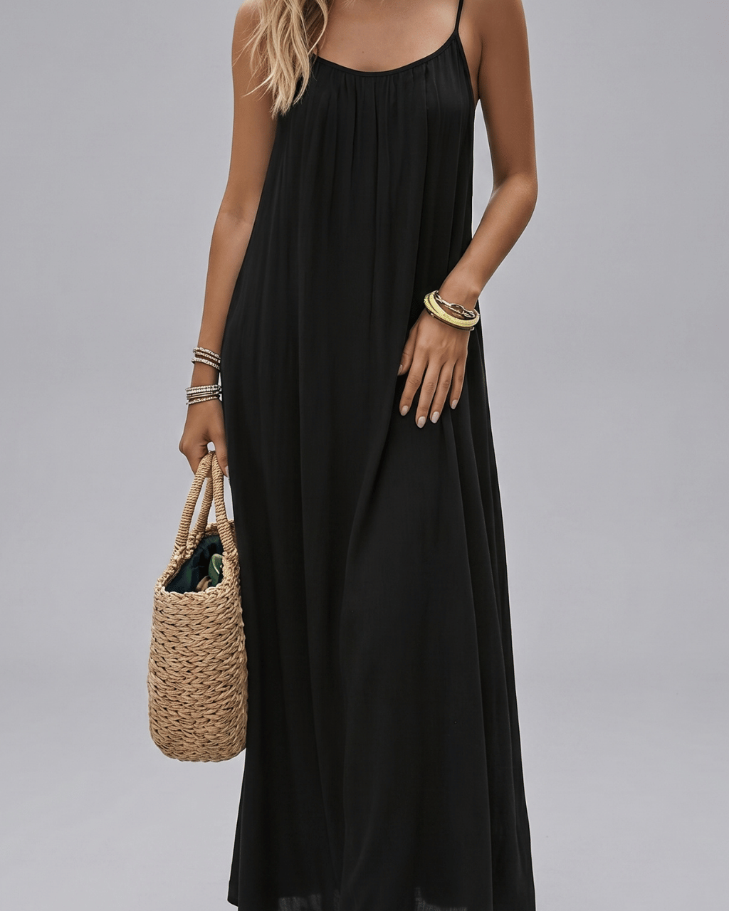 Vestido Mediterráneo Espalda Abierta Ajustable Cómodo y Elegante