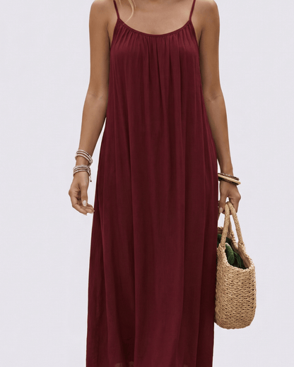 Vestido Mediterráneo Espalda Abierta Ajustable Cómodo y Elegante