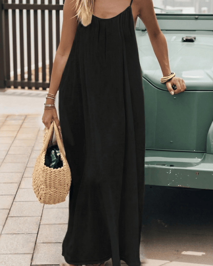Vestido Mediterráneo Espalda Abierta Ajustable Cómodo y Elegante